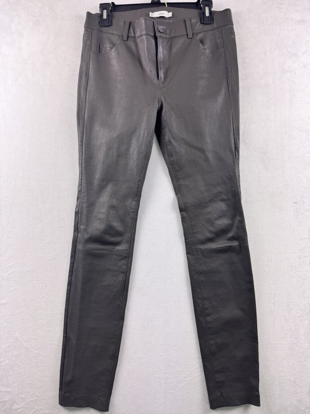 Leather Pants Vince Women’s Size 8 Grey 100% Lamb Leather Skinny Excellent